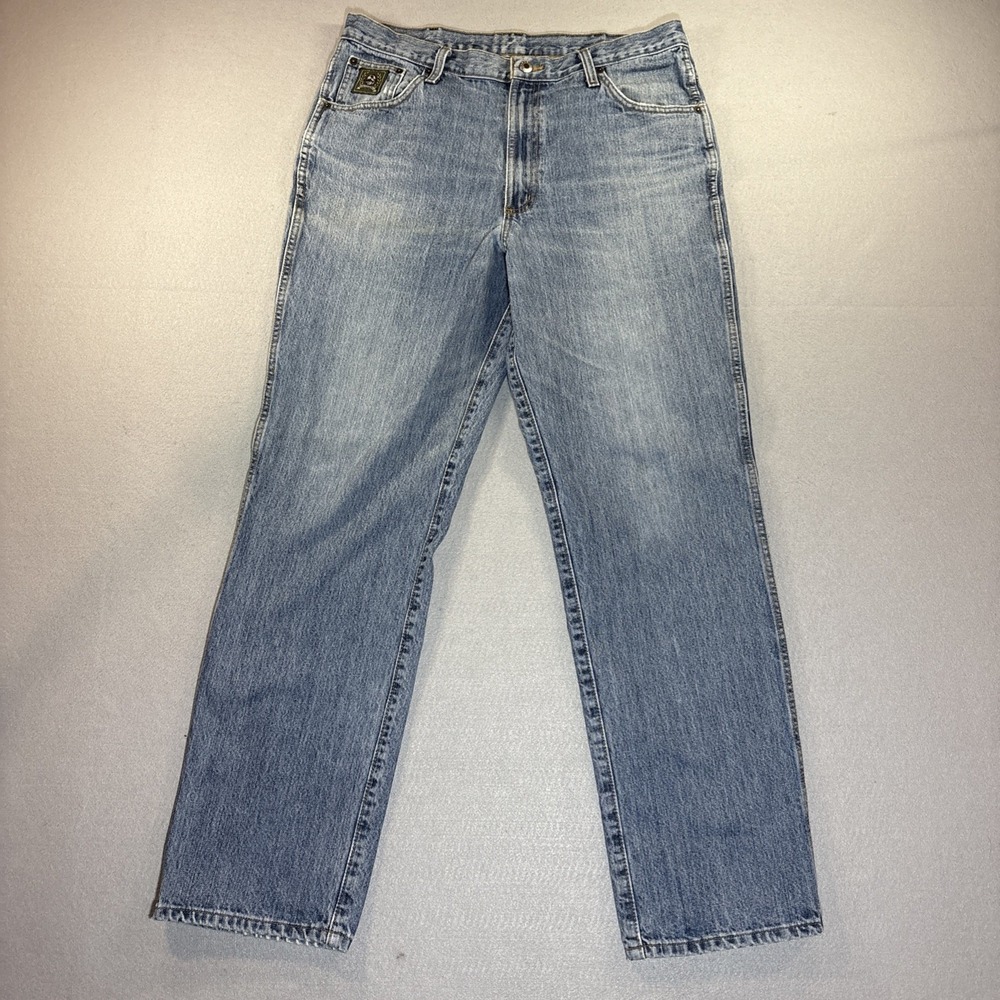 Cinch Jeans Mens 35x34 Relaxed Tapered Leg Western Green Label Workwear Denim